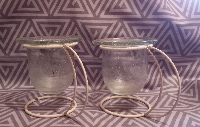 Candleholders With Bubble Glass 5 1/2 In Tall