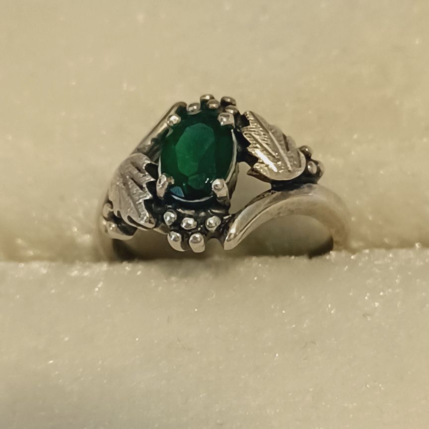 New Vintage Sterling Silver Emerald Ring Women's 7