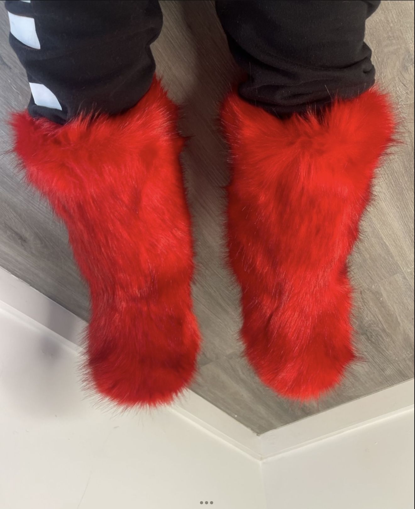 Red Faux Fur Boots Size 7