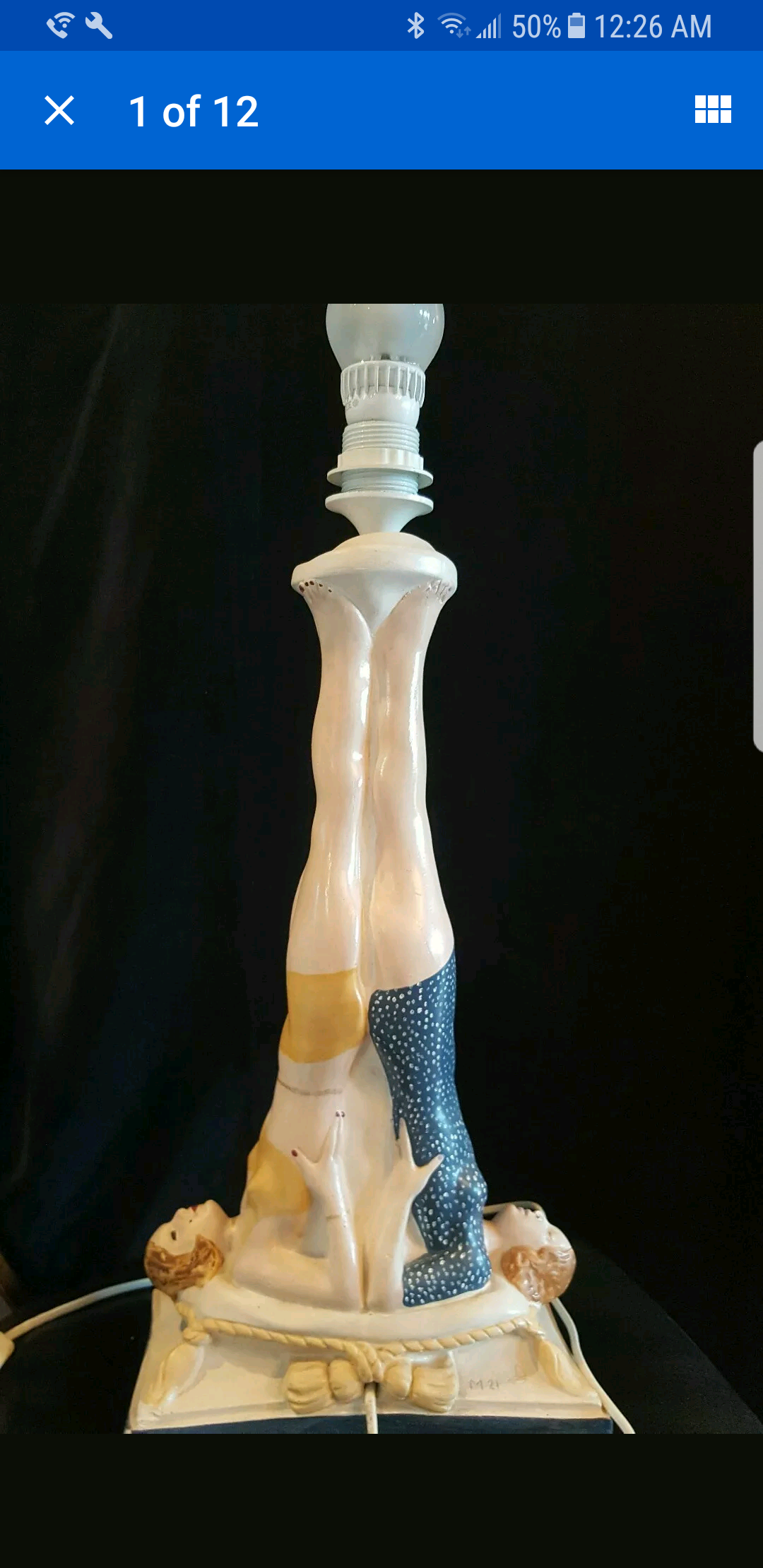 VINTAGE CERAMIC SYNCHRONIZED SWIMMER LAMP TALL