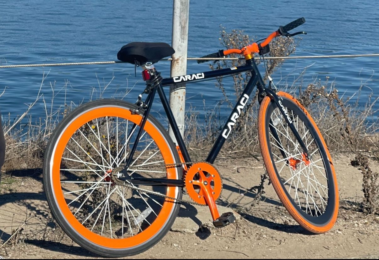Caraci Black And Orange Fixie Bike
