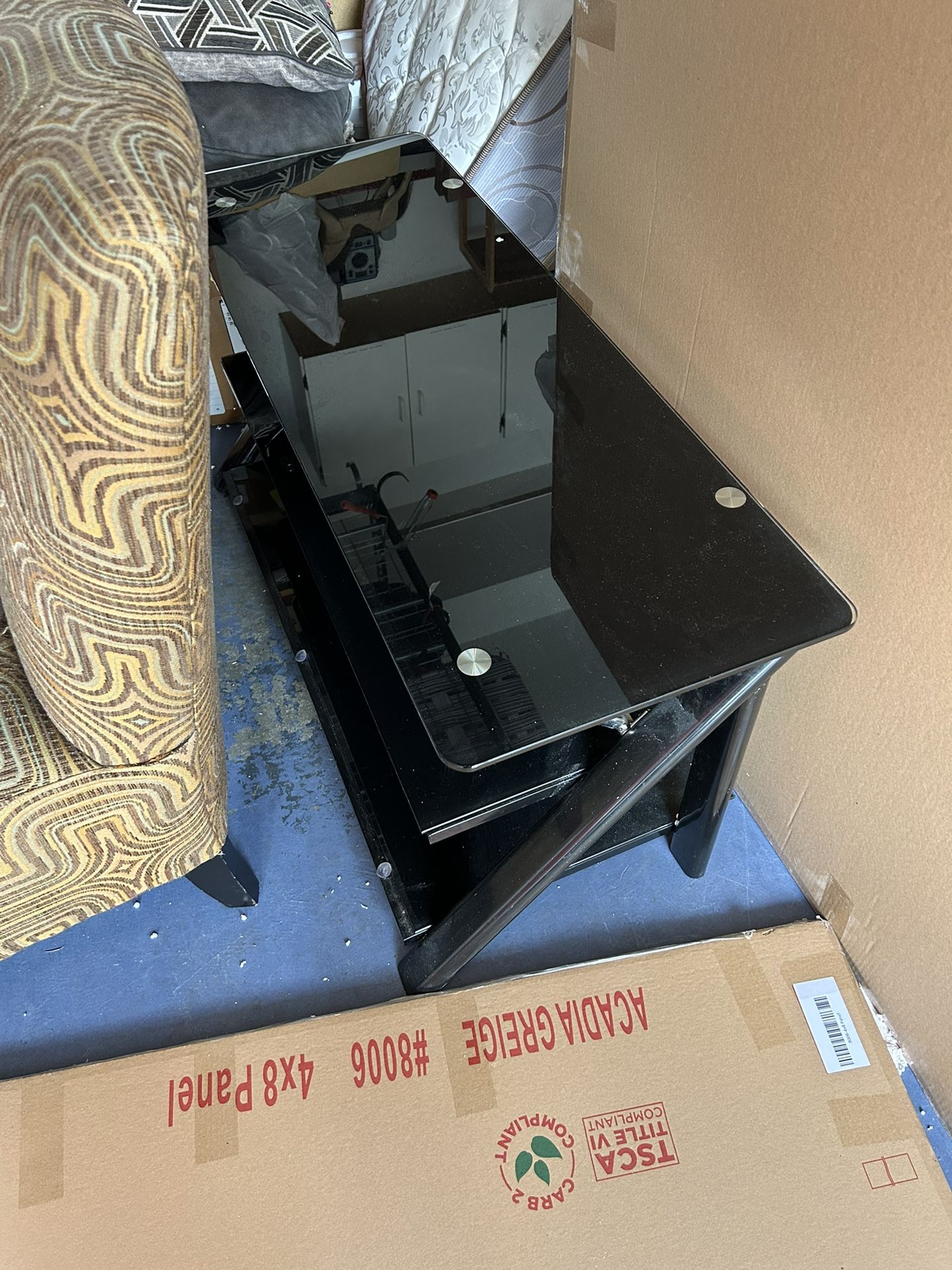 Two Black Glass TV Stand /shelving