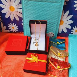 999 Printed 24k Gold Plated Jewelry Set 
