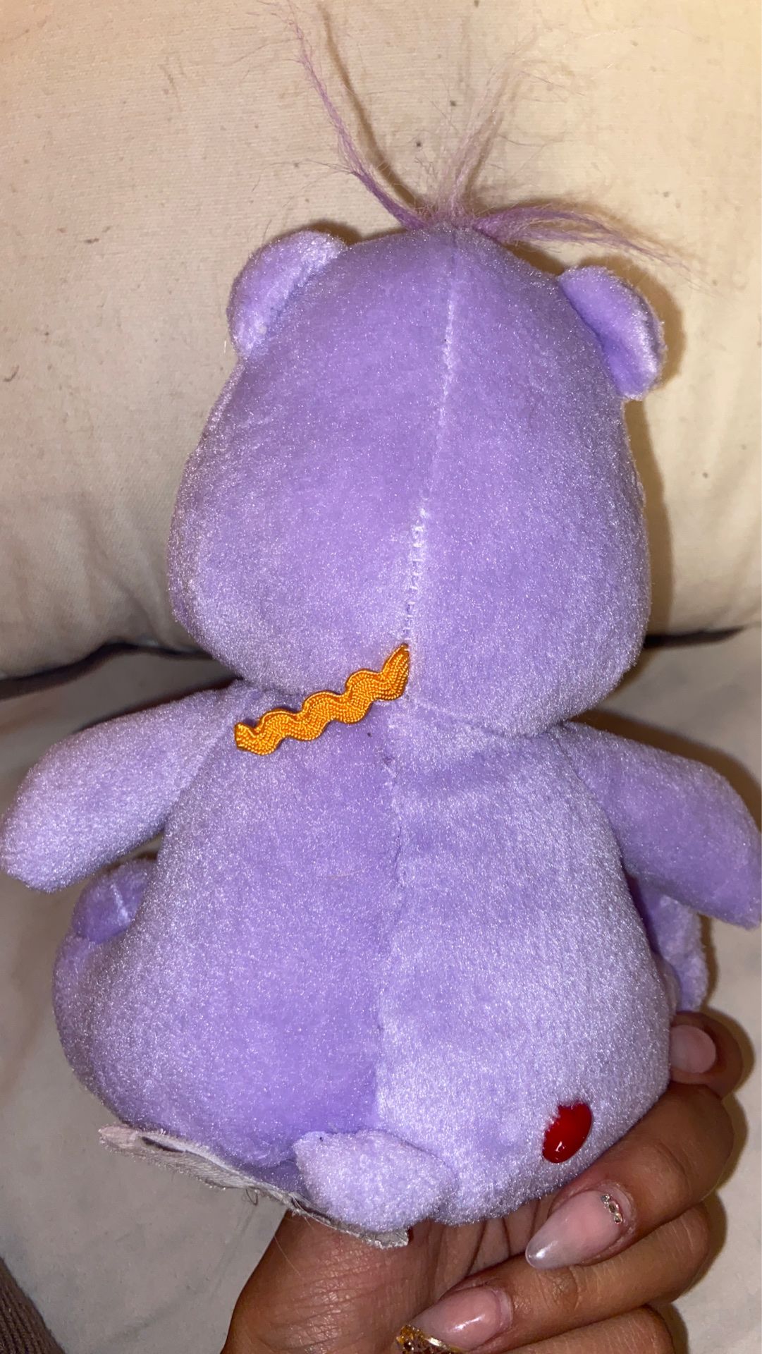 Care Bears Harmony Bear Plush Stuffed Animal Purple Lavender Flower Tummy 7"