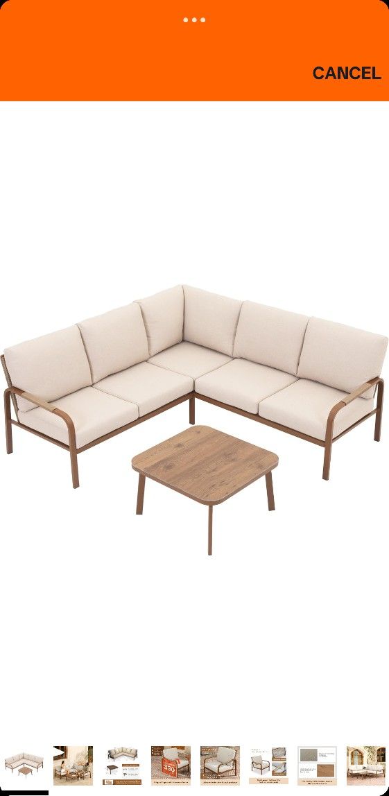 Brand New In Box -4-Piece Aluminum Outdoor Furniture Set with Coffee Table – 2-Seat Sofa with Cushions, All-Weather Metal Frame, Perfect for Patio, Ga