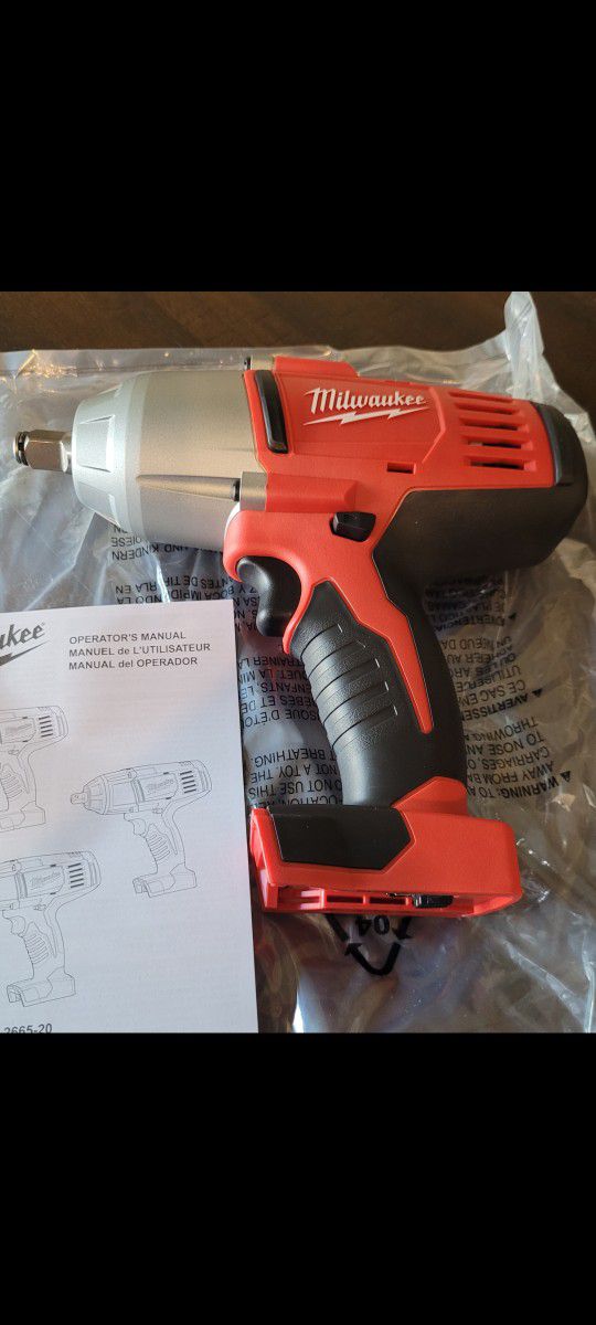 Brand New Milwaukee 18v Impact Wrench 1/2" 450lbs Of Torque Tool Only $135