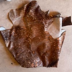 Brown Cowhide Leather Hide with Metallic Flecks