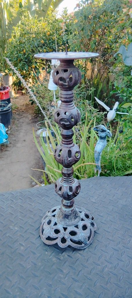 Vintage Ornate Bronze Candlestick Holder 