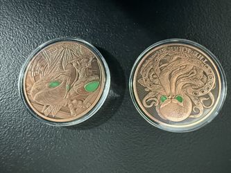 Beautiful, Unique, 5 Ounce Glow-In-The-Dark Alien And Octopus Copper Rounds