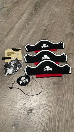 Pirate costume hats, mustaches and eye patch
