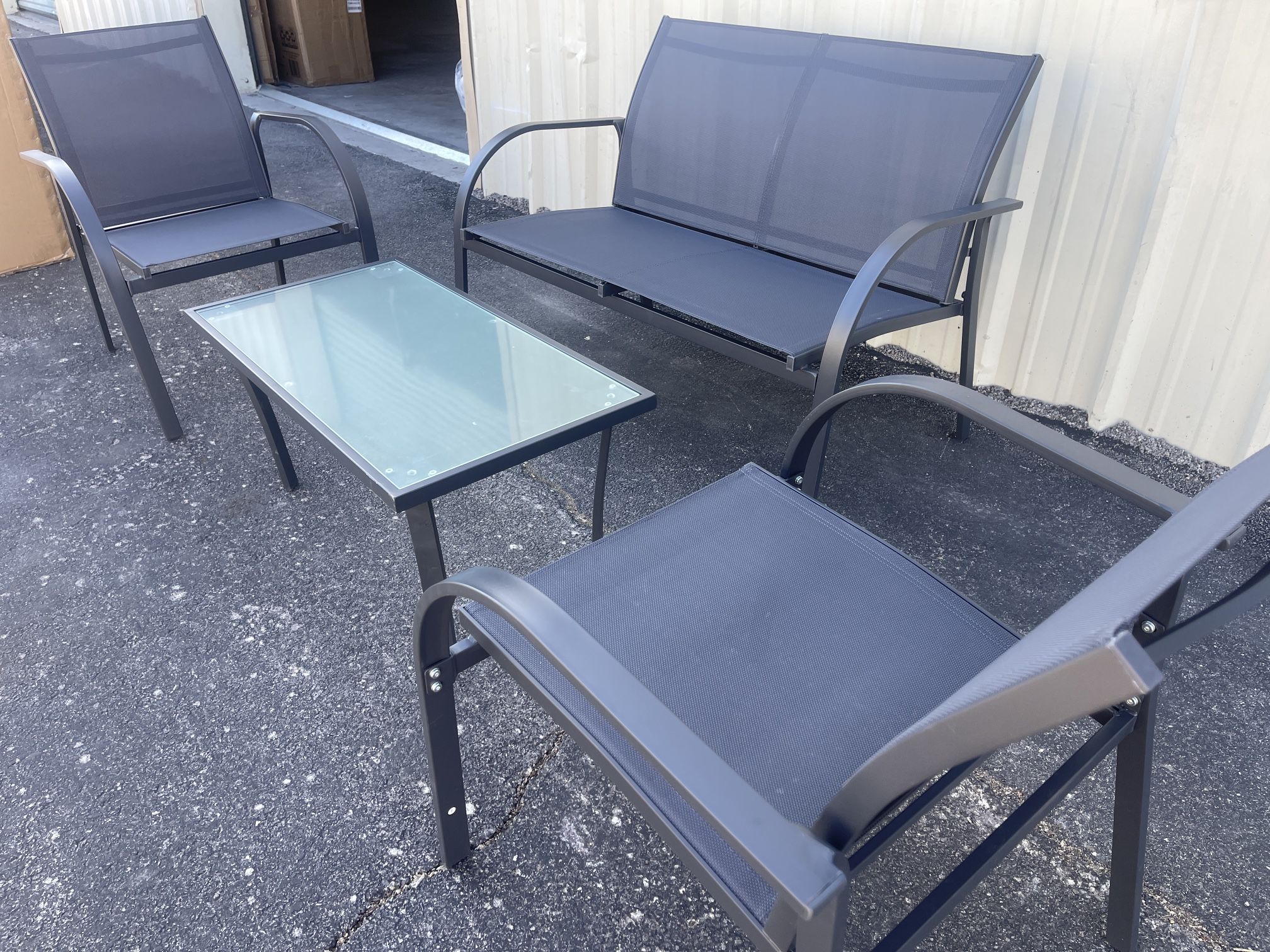 Patio,Outdoor Furniture,Love Seat,2 Chairs And Coffee Table.