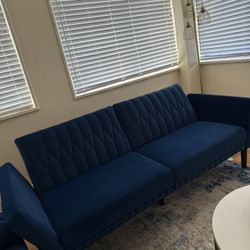 Blue Velvet Sleeper Couch 
