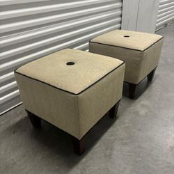 Two Ethan Allen ottomans with solid wood legs … 20” x 20” … $150