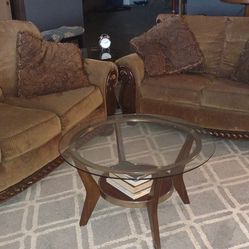 Couch Loveseat 3 Glass Tables