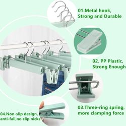 Skirt Hangers，Pants Hangers with Clips，360 ° Swivel Hooks Space Saving Hangers for Pants, Skirts, Clothes, Jeans (10Pack) Green