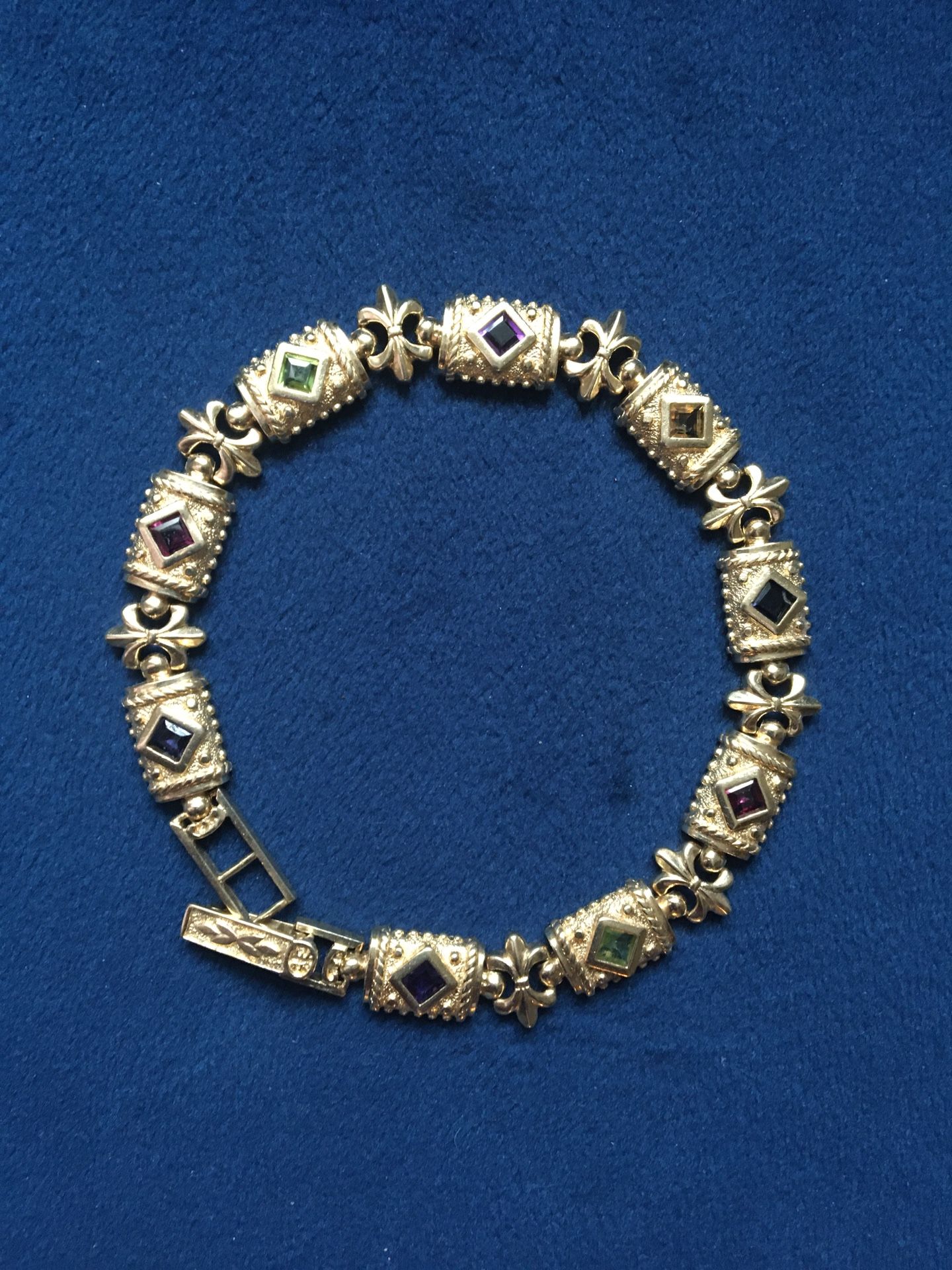 Vintage Gemstone 14KT Gold Bracelet