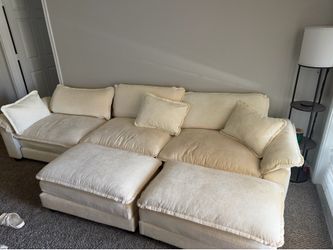 Off white couch with two leg rests 118”