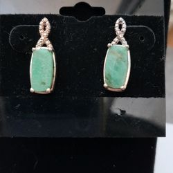 Genuine Emerald Earrings  ( Rough )
