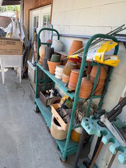 Pots and green dolly