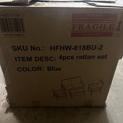 Brand new in the box Patio set outside  Goplus 4-Piece COLOR: Blue $200