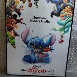 LILO & STITCH 2002 DISNEY FRAMED PLEX LENTICULAR MOVIE POSTER 27 X 40  Inches