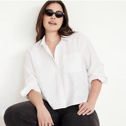 White button - down crop top