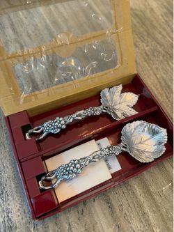 Arthur Court Grape Collection Serving Spoons Set w/ Original Box