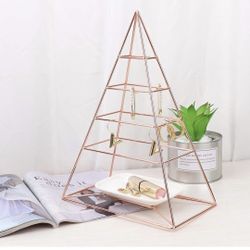 Rose Gold Geometric Jewelry Stand / Earring Holder — Modern Decor