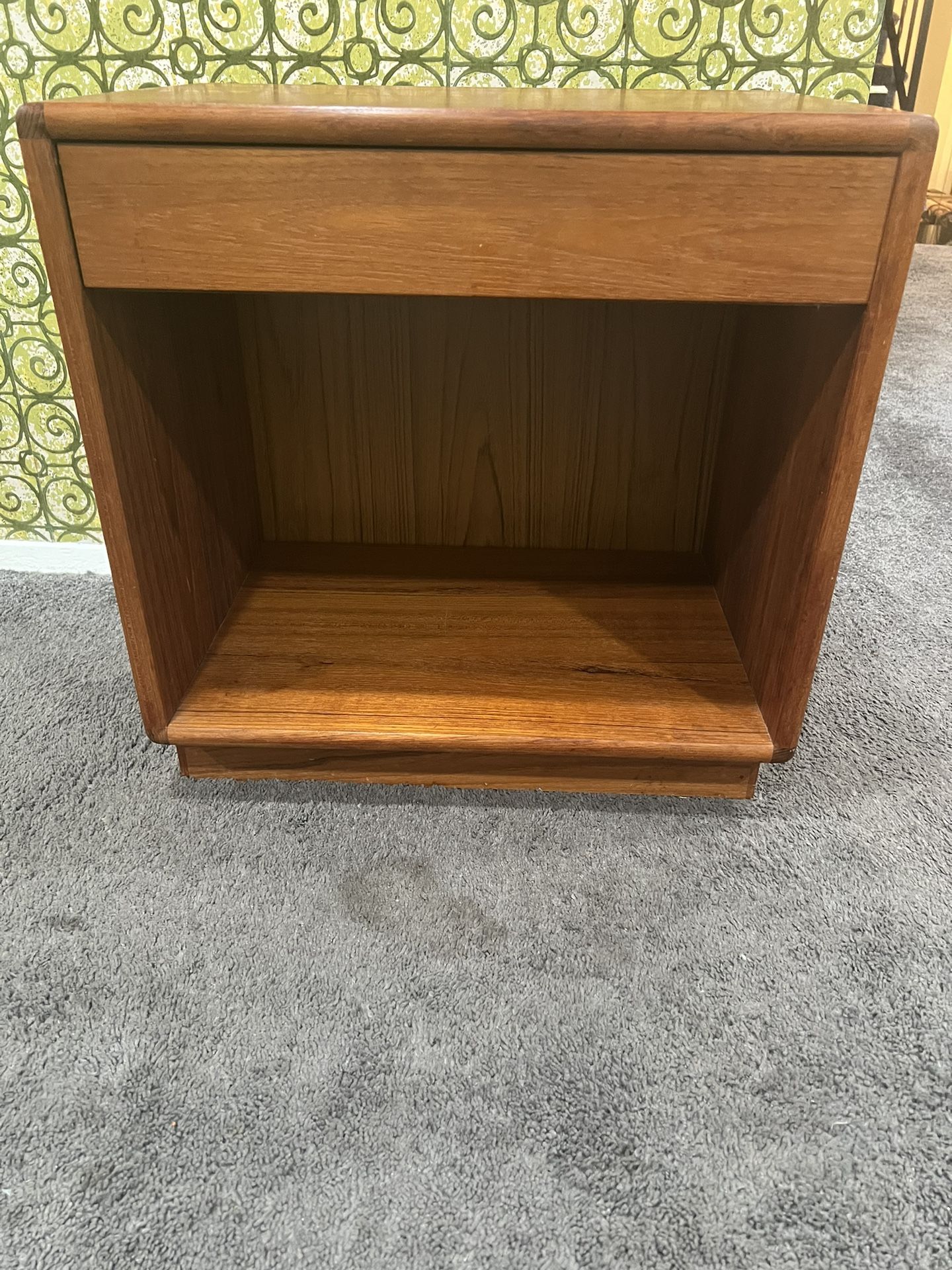 Vintage 1970s Danish Modern Teak Nightstand, Drawer & Cubby