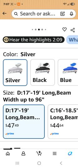 Silver Boat Cover 17-19 Ft