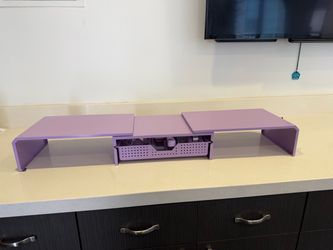 Purple Dual Monitor Stand with office purple supplies
