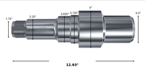 12,000 lb Heavy-Duty Axle Spindle — Fits Dexter 12K Axles