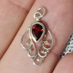 Sterling Silver Garnet Pendant
