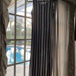 Black And White Jersey Dress Party Pinstripe Choker 