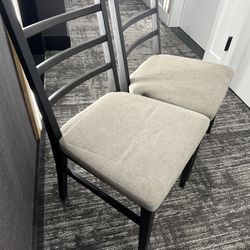 Two Chairs - Black Wood, Grey Cushion Seat. Can DELIVER!