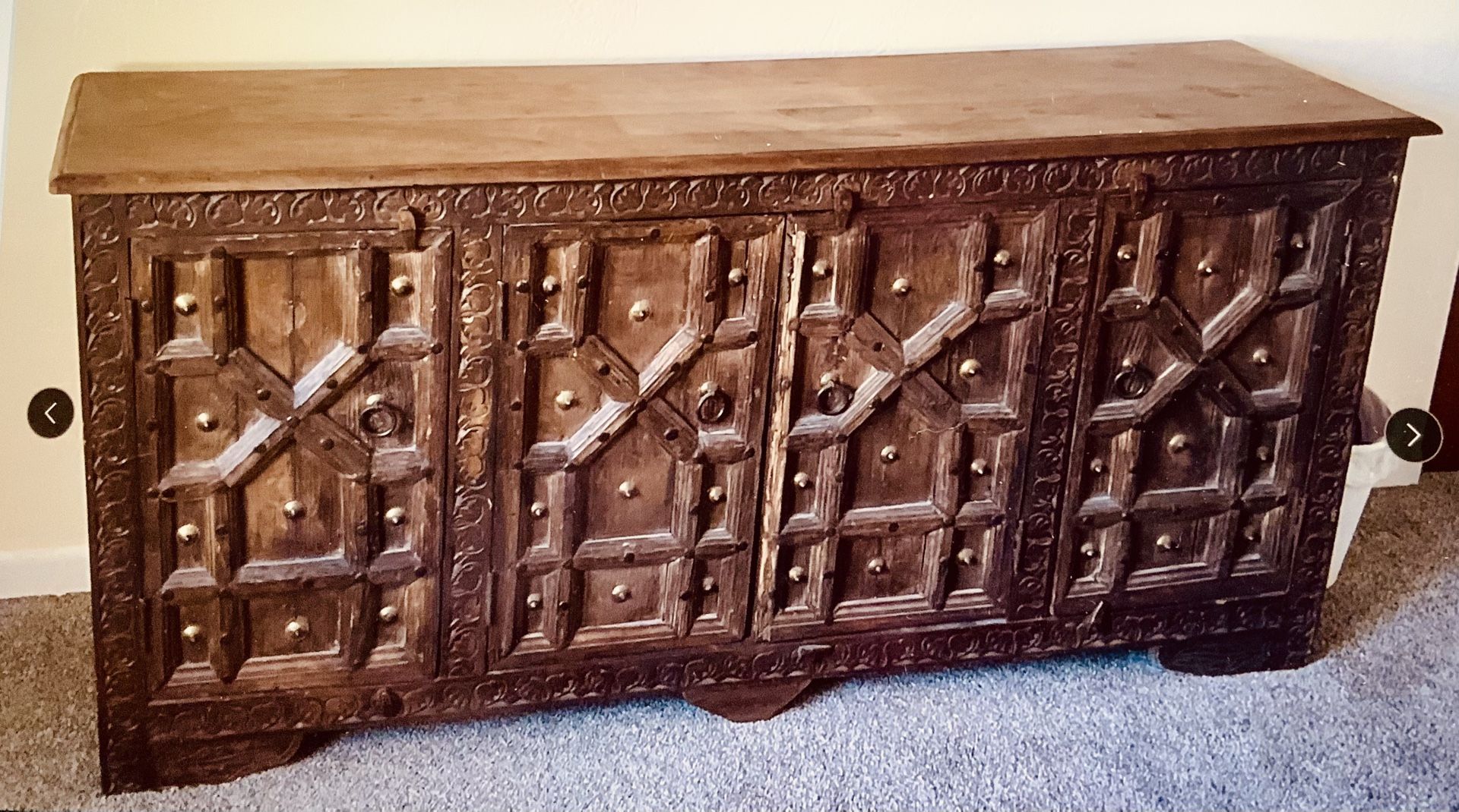 Beautiful Teak Wood Antique Buffet Credenza