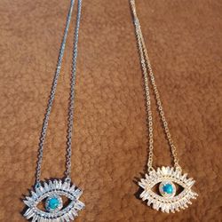 Necklaces Eye with Turquoise Stone (2) gold & silver 