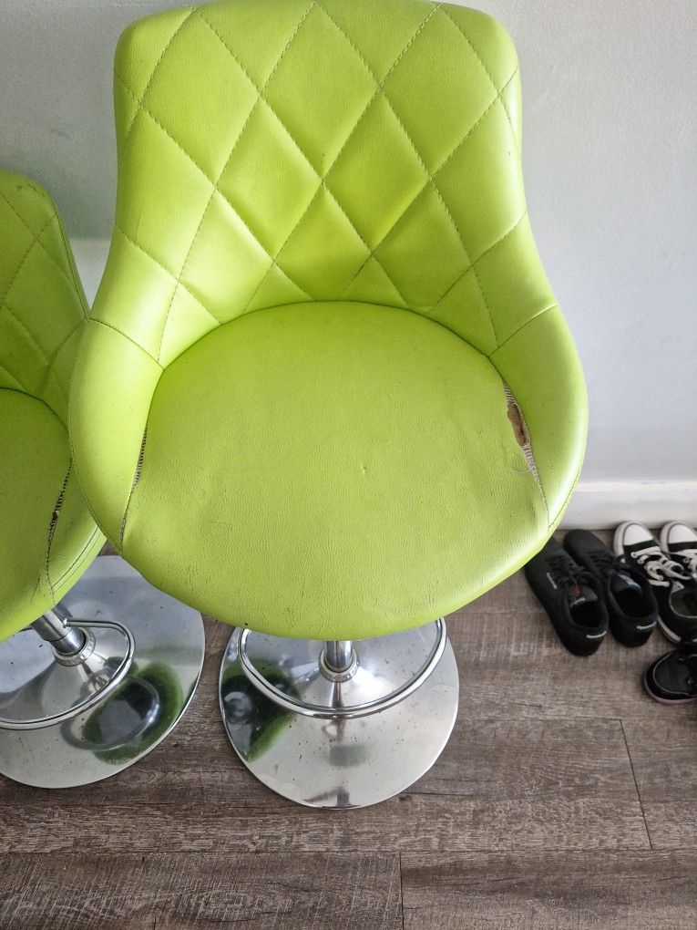 Lime Green Stitched Bar Stool Chairs (2) for Sale in Atlanta, GA