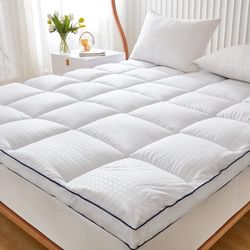 Twin Size Mattress Pad Topper - Extra Thick Quilted Fitted Mattress Protector Pillow Cotton Top with 21" Deep Pocket for 8-24 inches Mattress,Soft and