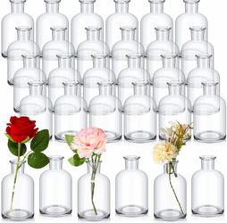Lallisa 30 Pack Glass Bud Vases Bulk Small Mini Flower Vases For Centerpieces Decorative Glass Bottles Vintage Rustic Centerpieces Decoration For Wedd