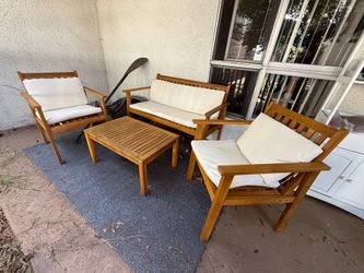 Outdoor Wooden Patio Furniture - chairs, bench & table