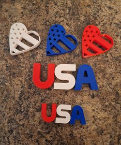 Patriotic 4th of July USA Red White and Blue Hearts