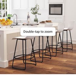 Bar Stools Set of 4 Bar Stools Counter Height Bar Stools Modern Swivel Bar Stools Bar Chairs with Back Plastic 26" Metal Bar Stools Counter Height,Whi