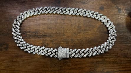 20mm 22 inch 925 silver chain with moissanite diamonds