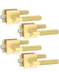 4 Pack Brushed Gold Privacy Interior Door Handles