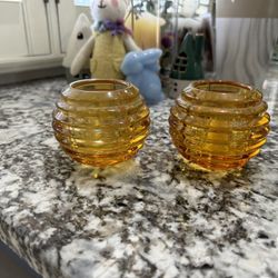 Beautiful Yellow Glass Tea light Candle Holders