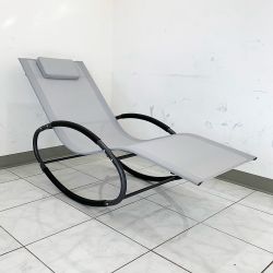 New in Box $45 Outdoor Rocking Zero Gravity Chair Patio Lounge Chair Recline Rocker for Backyard Pool w/ Pillow