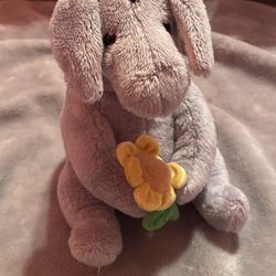 Classic Pooh Eeyore Plush Holding Flower Wind Up Plays Music Grey RARE