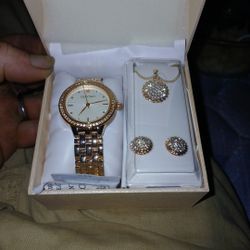 Watch, Necklace, Earrings Set