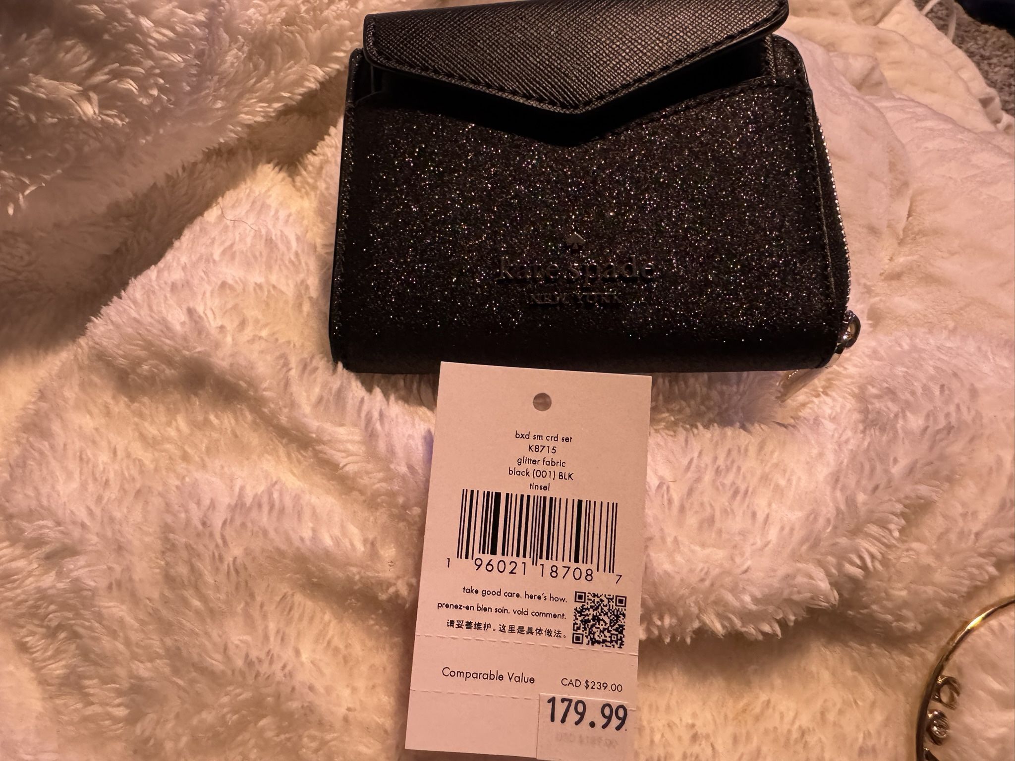 Kate Spade New York 5x4 Black Glitter Wallet